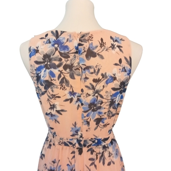 Eliza J Dress Pink Floral Ruffle High Low Maxi Faux Wrap Size 6 - Picture 6 of 8